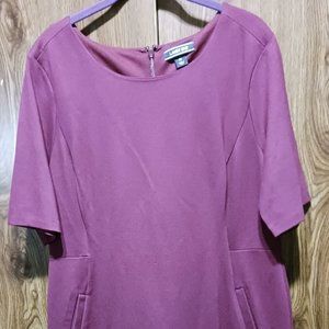 Lands End Burgundy Ponte Knit Sheath Dress - 18